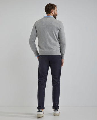 Steppin' Out trui cotton cashmere v-hals melange grijs | Regular-fit