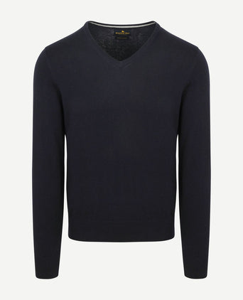 Trui cotton cashmere v-hals donkerblauw