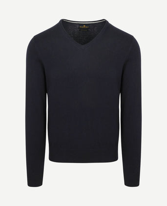 Trui cotton cashmere v-hals donkerblauw