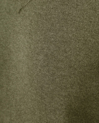 Trui cotton cashmere v-hals olijfgroen