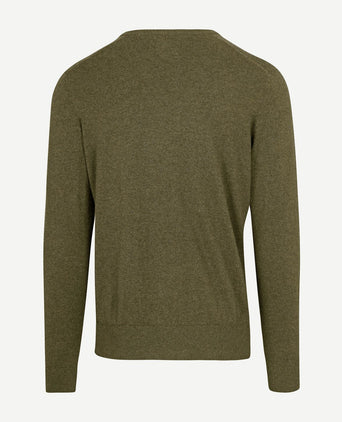 Trui cotton cashmere v-hals olijfgroen
