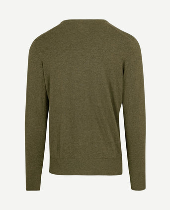 Trui cotton cashmere v-hals olijfgroen