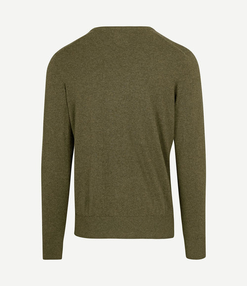 Trui cotton cashmere v-hals olijfgroen