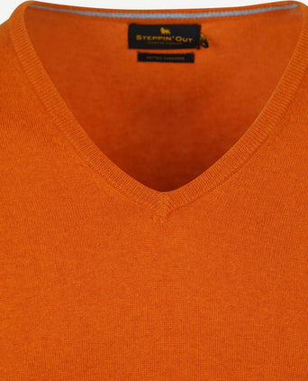 Steppin' Out trui cotton cashmere v-hals oranje | Regular-fit