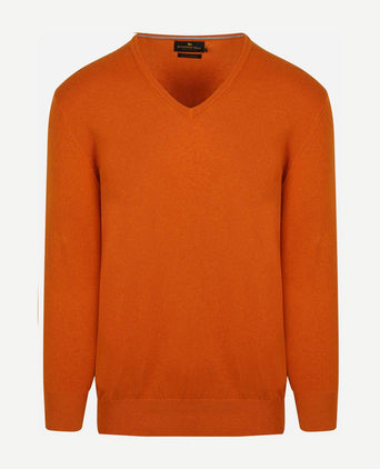 Steppin' Out trui cotton cashmere v-hals oranje | Regular-fit