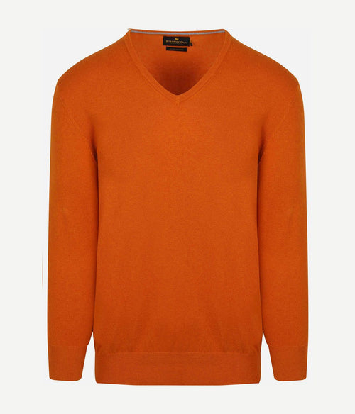 Steppin' Out trui cotton cashmere v-hals oranje | Regular-fit