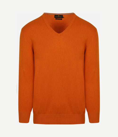 Trui cotton cashmere v-hals oranje