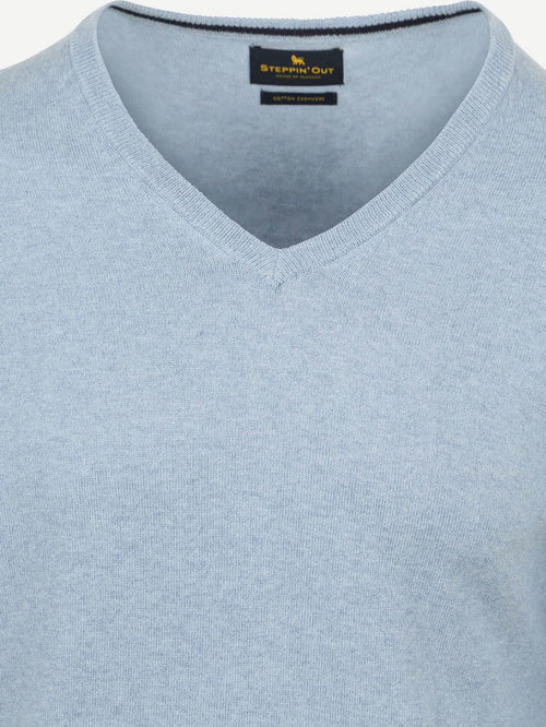Trui cotton cashmere v-hals sky blue