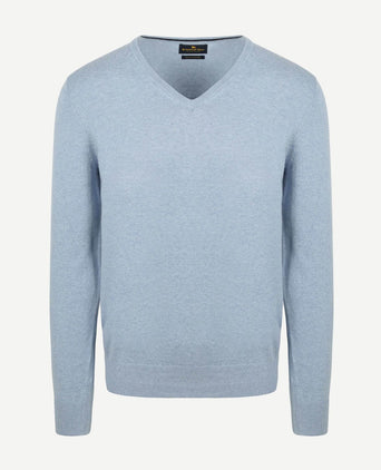 Steppin' Out trui cotton cashmere v-hals sky blue | Regular-fit