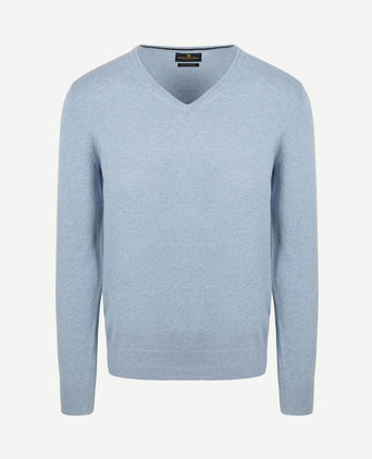 Trui cotton cashmere v-hals sky blue