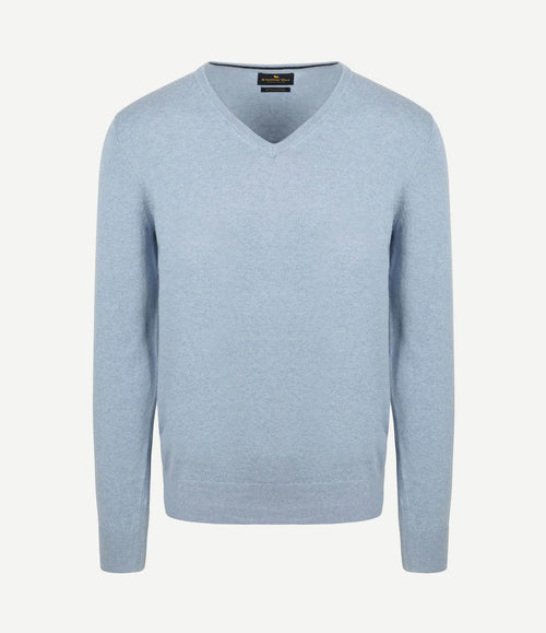 Trui cotton cashmere v-hals sky blue
