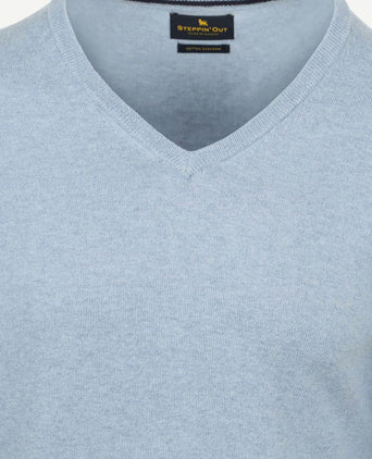 Steppin' Out trui cotton cashmere v-hals sky blue | Regular-fit