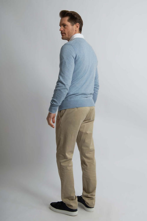 Steppin' Out trui cotton cashmere v-hals sky blue | Regular-fit