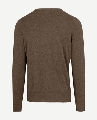 Steppin' Out trui cotton cashmere v-hals taupe melange | Regular-fit