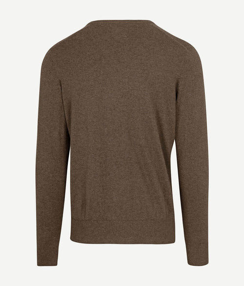 Steppin' Out trui cotton cashmere v-hals taupe melange | Regular-fit