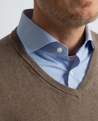 Steppin' Out trui cotton cashmere v-hals taupe melange | Regular-fit