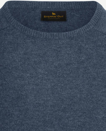Steppin' Out trui lamswol mid blauw | Regular-fit
