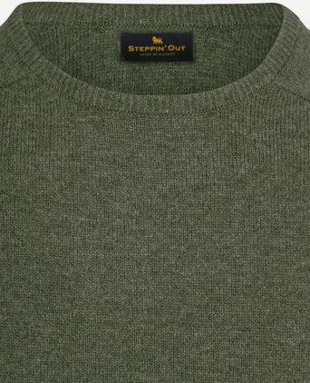 Trui lamswol olijfgroen