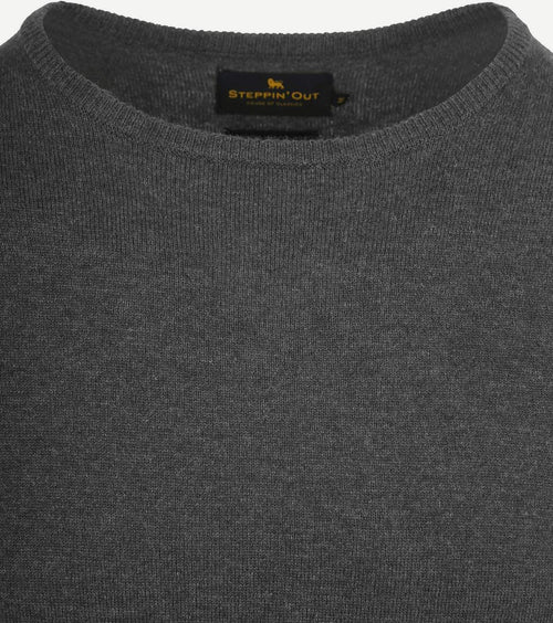 Steppin' Out trui merinowol antraciet | Regular-fit