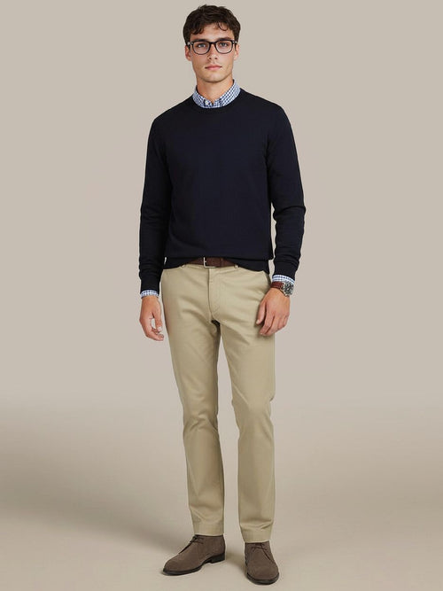 Steppin' Out trui merinowol donkerblauw | Regular-fit