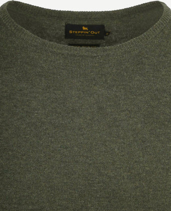 Steppin' Out trui merinowol olijfgroen | Regular-fit