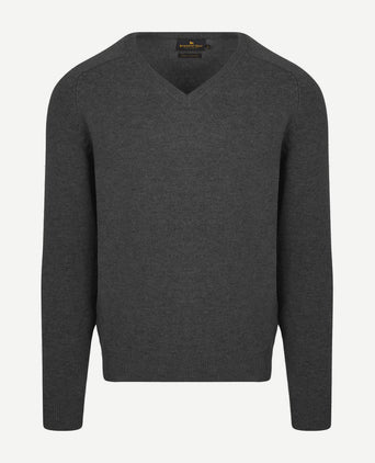 Steppin' Out trui v-hals lamswol antraciet | Regular-fit