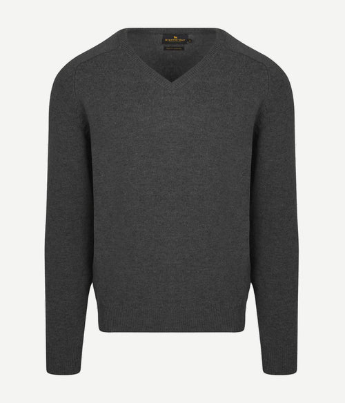 Steppin' Out trui v-hals lamswol antraciet | Regular-fit