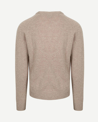 Trui v-hals lamswol beige