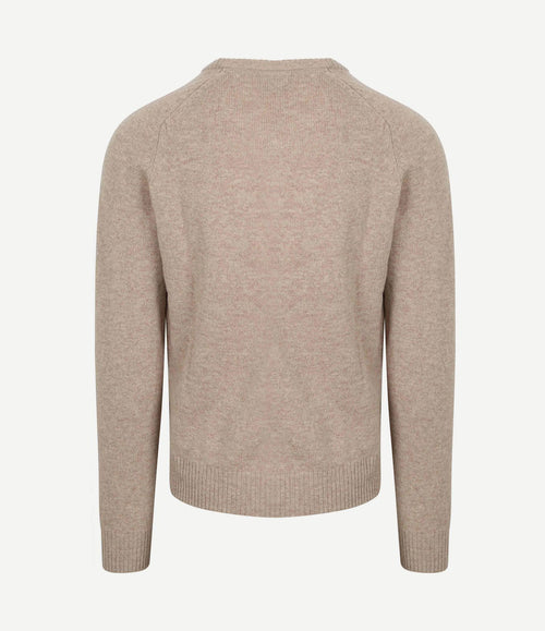 Trui v-hals lamswol beige