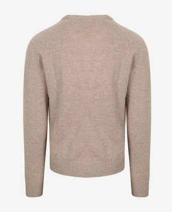 Trui v-hals lamswol beige