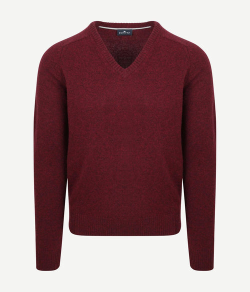 Trui v-hals lamswol bordeaux