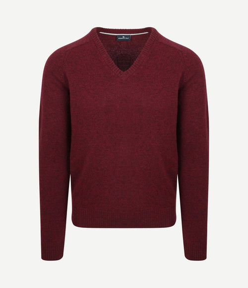 Trui v-hals lamswol bordeaux