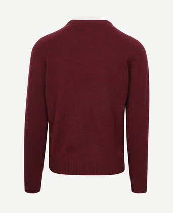 Trui v-hals lamswol bordeaux