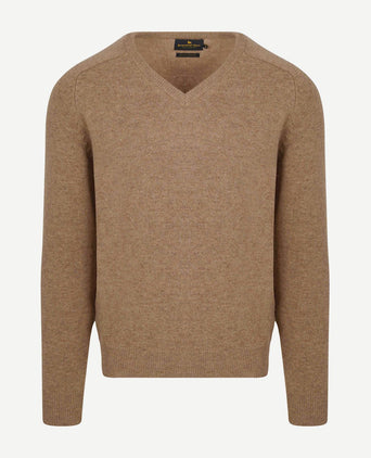Steppin' Out trui v-hals lamswol camel | Regular-fit