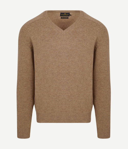 Steppin' Out trui v-hals lamswol camel | Regular-fit