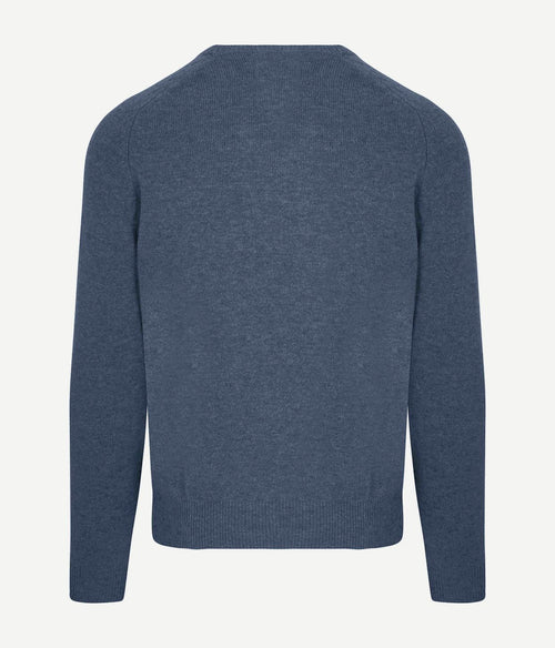 Steppin' Out trui v-hals lamswol mid blauw | Regular-fit