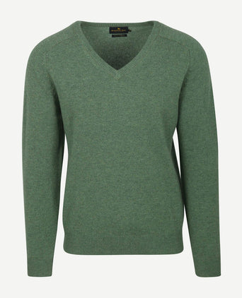 Steppin' Out trui v-hals lamswol mid groen | Regular-fit