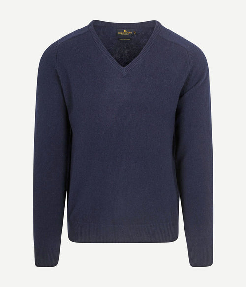 Trui v-hals lamswol donkerblauw