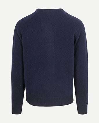 Trui v-hals lamswol donkerblauw