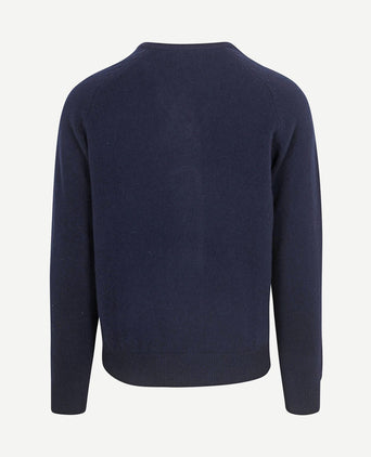 Trui v-hals lamswol donkerblauw