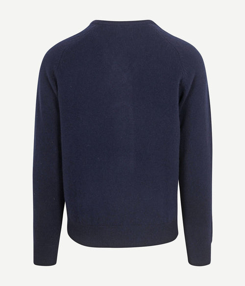 Trui v-hals lamswol donkerblauw