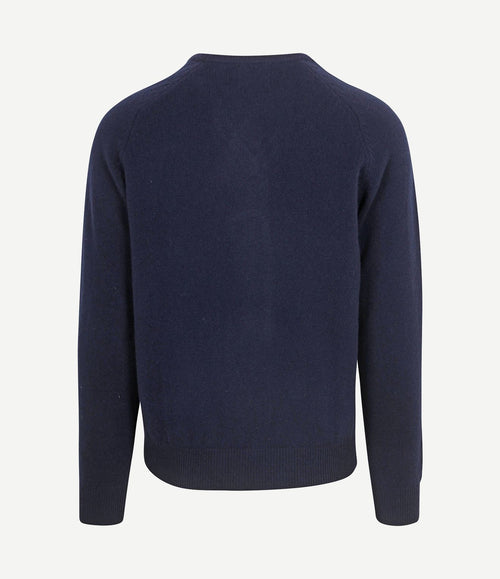 Trui v-hals lamswol donkerblauw