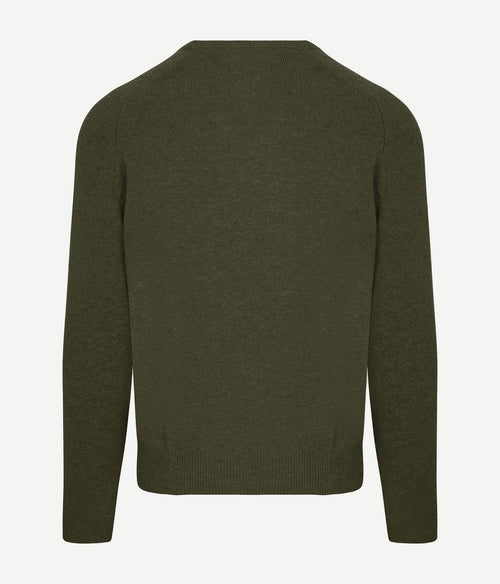 Steppin' Out trui v-hals lamswol olijfgroen | Regular-fit