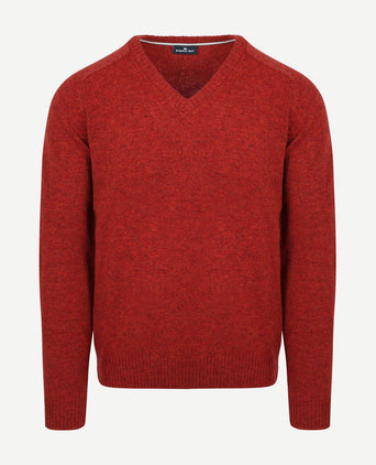 Trui v-hals lamswol rood