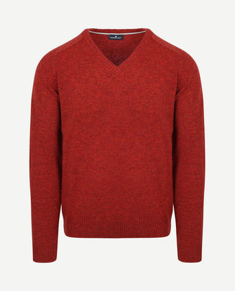 Trui v-hals lamswol rood