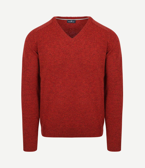Trui v-hals lamswol rood