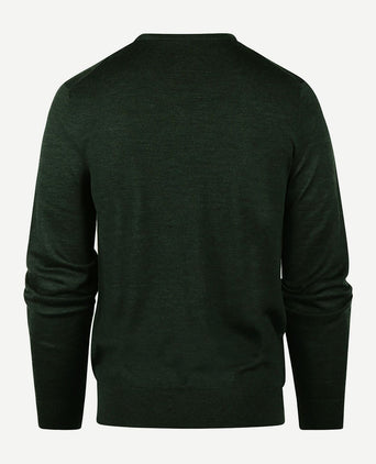 Steppin' Out trui v-hals merinowol donkergroen | Regular-fit