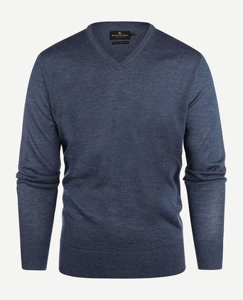 Steppin' Out trui v-hals merinowol indigo blauw | Regular-fit