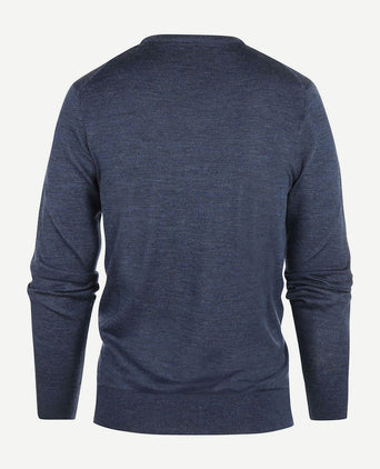 Steppin' Out trui v-hals merinowol indigo blauw | Regular-fit