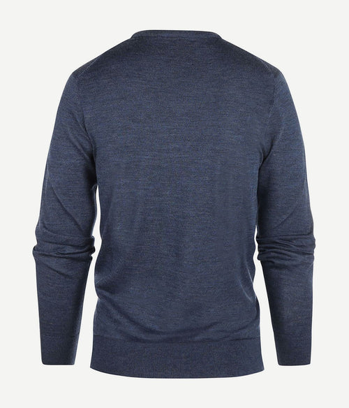 Steppin' Out trui v-hals merinowol indigo blauw | Regular-fit